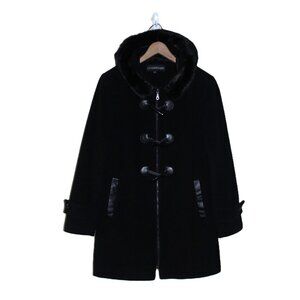 LYSE SPENARD Wool Cashmere Hooded Toggle Coat in Black (XS/S)